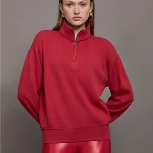 Carbon38 NWOT Red Half Zip Fleece Pullover Sweatshirt - Large